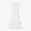 Tory Burch Belted Poplin A-line Dress In White