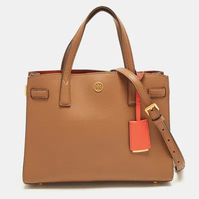 Pre-owned Tory Burch Walker Small Brown Leather Tote