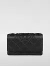 Tory Burch Stitched Leather Shoulder Bag With Embossed Logo In 黑色