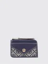 Tory Burch Navy Blue Cardholder With Zip Fastening In Blue