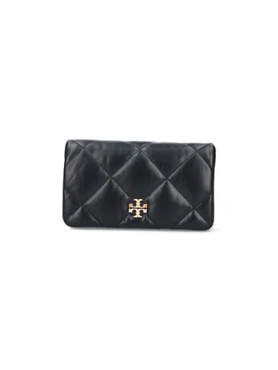 Tory Burch Kira Diamond-quilted Leather Wallet On Chain In Black