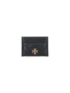 Tory Burch Kira Diamond Leather Card Case In Black