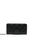 Tory Burch Quilted Leather Zip Wallet In Nero