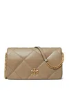 Tory Burch Kira Diamond Quilted Leather Wallet On Chain In Brown