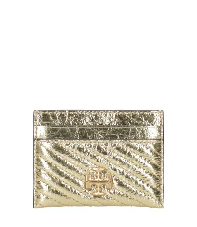 Tory Burch Kira Metallic Leather Card Holder In Gold
