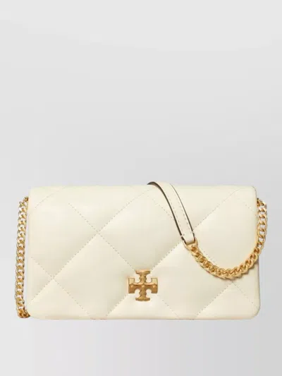 Tory Burch Wallets Quilted Design Nylon Silk Chain Strap In Neutral