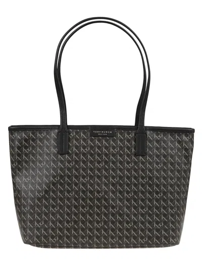 Tory Burch Water-resistant Coated Canvas Shopper Bag With Leather Trim