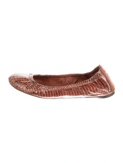 Pre-owned Tory Burch Water Snake Animal Print Ballet Flats In Brown