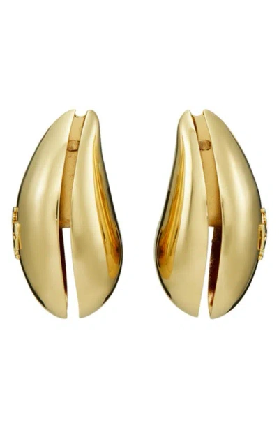 Tory Burch Wave Clip-on Earrings In Light Brass