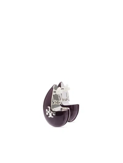 Tory Burch Wave Clip-on Earrings In Purple