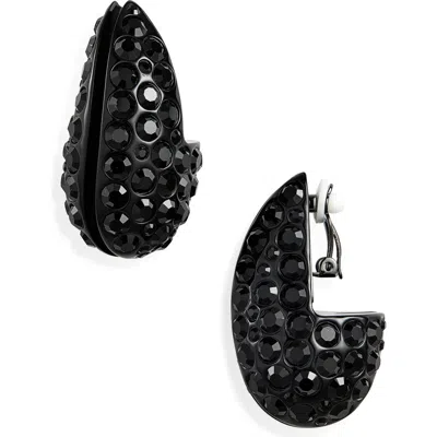 Tory Burch Wave Crystal Earrings In Black