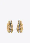 Tory Burch Wave Crystal Embellished Stud Earrings In Yellow