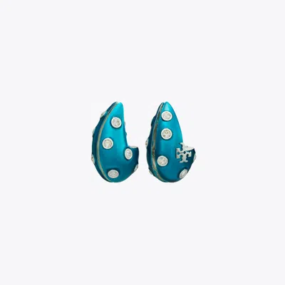 Tory Burch Wave Earring In Blue