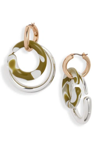 Tory Burch Wave Statement Hoop Drop Earrings In Green