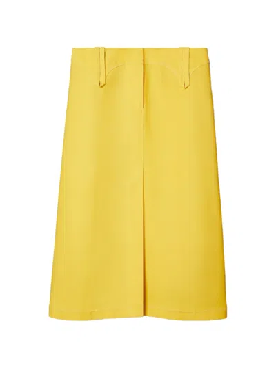 Tory Burch Waxed Canvas Skirt In Yellow