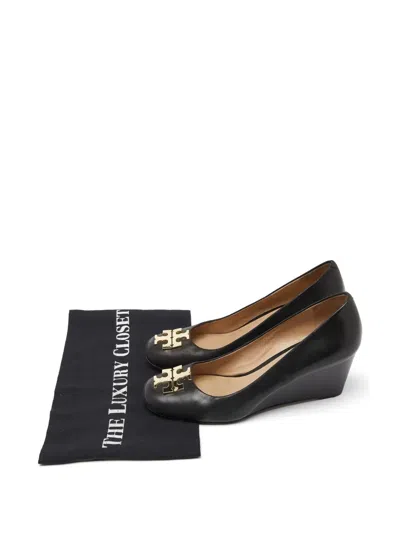 Pre-owned Tory Burch Wedge Pumps In Black
