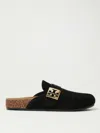 Tory Burch Mellow Suede Buckle Slide Mules In Black