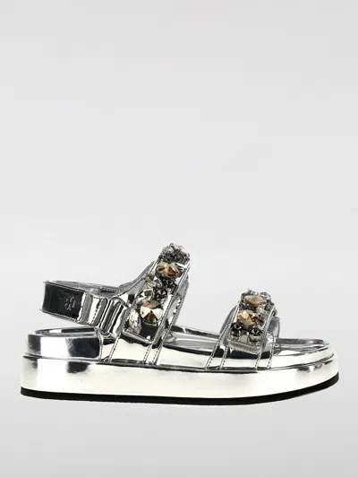 TORY BURCH FLAT SANDAL TORY BURCH WOMAN COLOR SILVER,G45635097