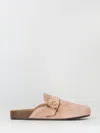 Tory Burch Mellow Metal-logo Suede Mules In Pink
