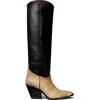 Tory Burch Western Tall Boot In Perfect Black/cream Roccia