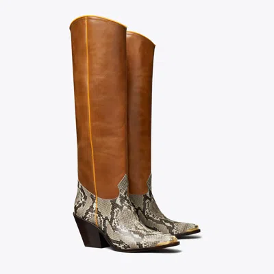 Tory Burch Western Tall Boot In Ranch Brown/natural Roccia