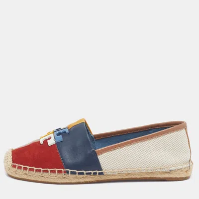 Pre-owned Tory Burch Weston Size 36 Multicolor Canvas And Leather Espadrille Flats