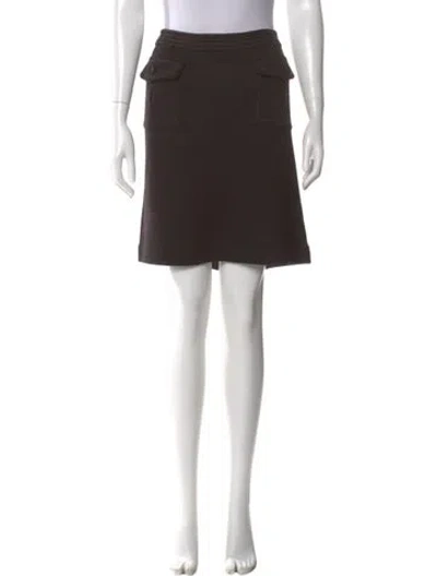 Pre-owned Tory Burch Whipstitch Trim Knee-length Skirt In Brown
