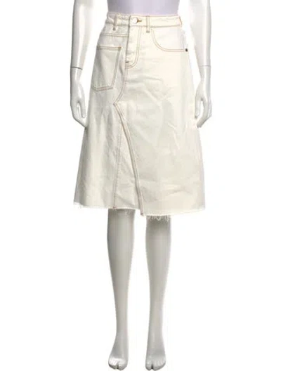 Pre-owned Tory Burch Whipstitch Trim Midi Length Skirt W/ Tags In Neutral