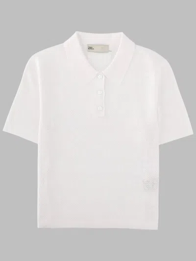 Tory Burch Viscose Pointelle Polo Shirt In Animal Print
