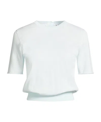 Tory Burch Woman Sweater Sky Blue Size L Cotton In White