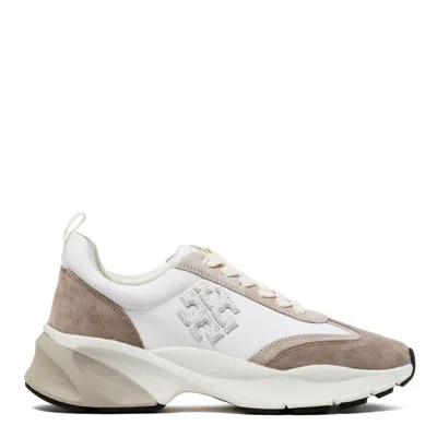 Tory Burch White And Cream Nylon Sneakers In Multi