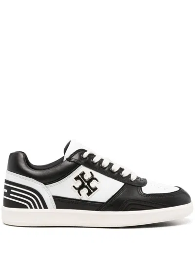 TORY BURCH WHITE BLACK CLOVER COURT SNEAKERS