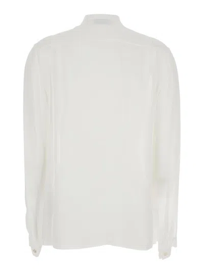 Tory Burch White Blouse With Pussybow Collar In Viscose Woman