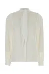 Tory Burch Georgette Bow Blouse Shirts White In Neutral