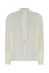 Tory Burch Georgette Bow Blouse Shirts White In Neutral