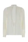 Tory Burch Georgette Bow Blouse Shirts White In Neutral