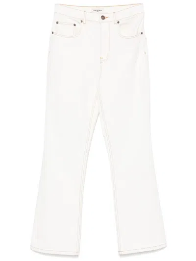 Tory Burch Flared Leg Denim Jeans In White