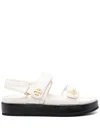 TORY BURCH WHITE DOUBLE T LEATHER SANDALS