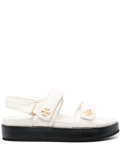 Tory Burch White Double T Leather Sandals
