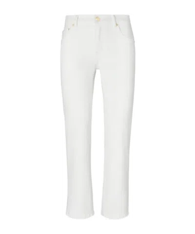 Tory Burch White Flare Denim Jeans In Bianco
