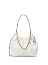 Tory Burch Mini Fleming Soft Distressed Drawstring Bag In White