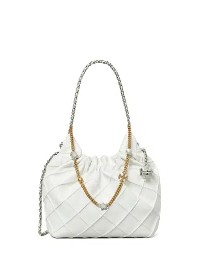 TORY BURCH WOMEN WHITE FLEMING MINI HOBO, ONESIZE LUXURY HOBOS FOR WOMEN DARVEYS