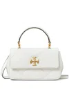Tory Burch Kira Diamond Quilted Leather Top Handle Bag In White