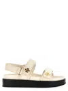 Tory Burch Pave Geo Bombe Miller Low Heel Sandal Shoes In White