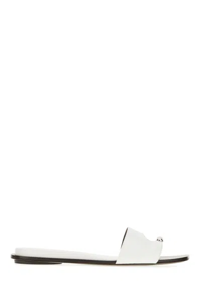Tory Burch White Leather Pierced Thong Sandals