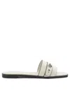 Tory Burch Sandals Open Toe Flat Sole Decorative Buckle In White