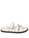 Tory Burch Ines Leather Triple-band Sport Mule Sandals In White