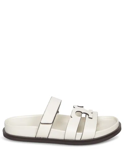 Tory Burch Ines Leather Triple-band Sport Mule Sandals In White