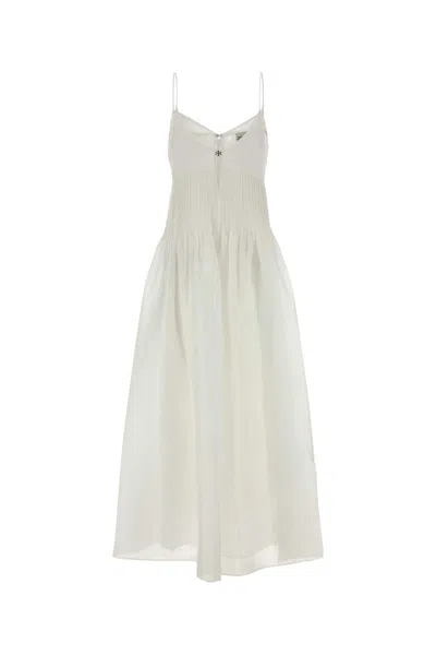 Tory Burch White Linen Blend Dress In Multi