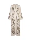 TORY BURCH WHITE LINEN CAFTAN WITH APPLICATIONS